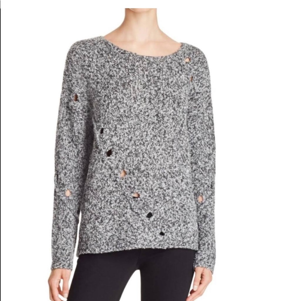 Aqua Bloomingdales soft sweater with holes